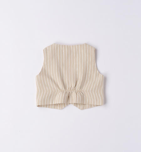 Elegant striped waistcoat for baby boy BEIGE-BIANCO-6WA9