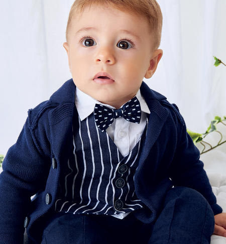 Elegant striped waistcoat for baby boy NAVY-BIANCO-6UX8