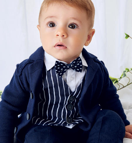 Elegante gilet rigato neonato BLU