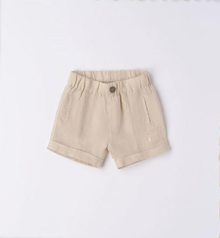 Elegant iDO shorts for baby boy in linen from 1 to 24 months BEIGE-0451
