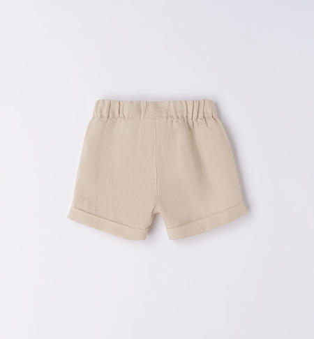 Elegant iDO shorts for baby boy in linen from 1 to 24 months BEIGE-0451