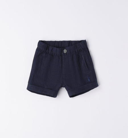 Elegante pantalone corto neonato in lino BLU