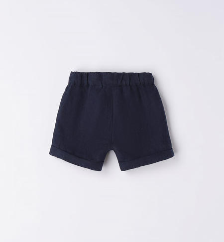 Elegant iDO shorts for baby boy in linen from 1 to 24 months NAVY-3854