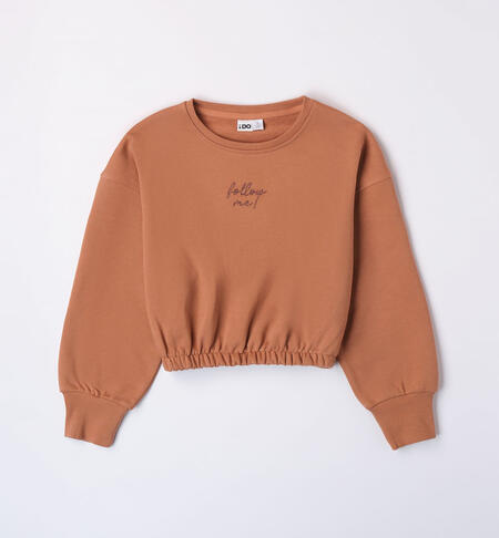 iDO 100% cotton sweatshirt for girls from 8 to 16 years MOCHA MOUSSE-1121