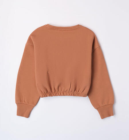 iDO 100% cotton sweatshirt for girls from 8 to 16 years MOCHA MOUSSE-1121