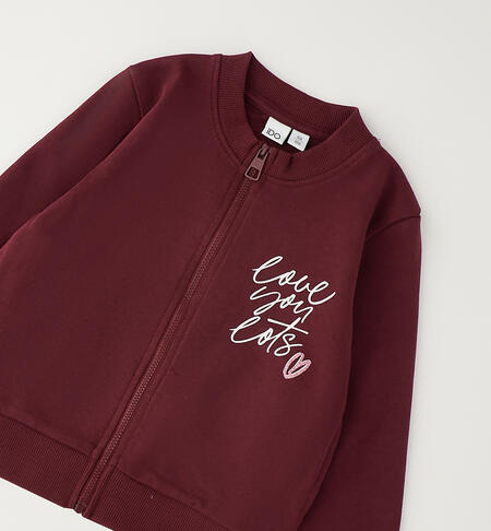 100% cotton girls' sweatshirt BORDEAUX-2953