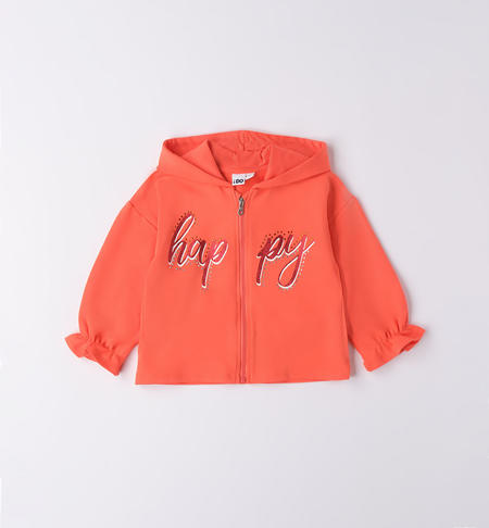 iDO hooded sweatshirt for girls from 9 months to 8 years HOT CORAL-2137