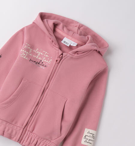Felpa bambina con cappuccio ROSA ANTICO-2748