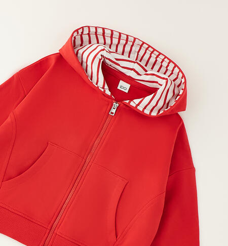 Felpa bambina con cappuccio ROSSO-2256