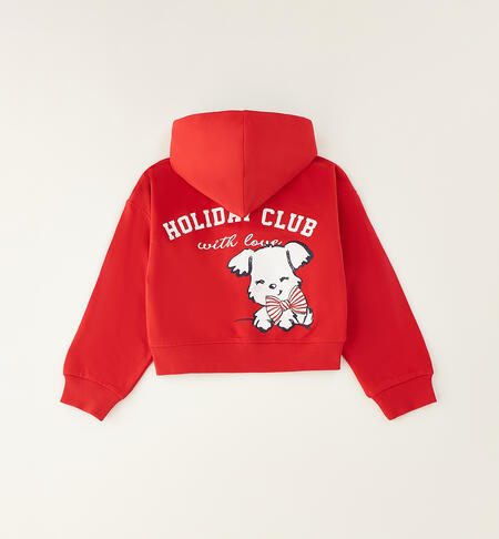 Felpa bambina con cappuccio ROSSO-2256