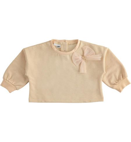 Girl¿s sweatshirt with bow from 9 months to 8 years iDO BEIGE-ORO-8319