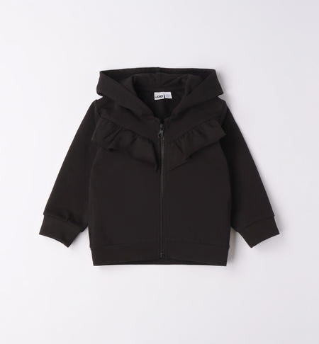 Girl's sweatshirt with ruffles BLACK