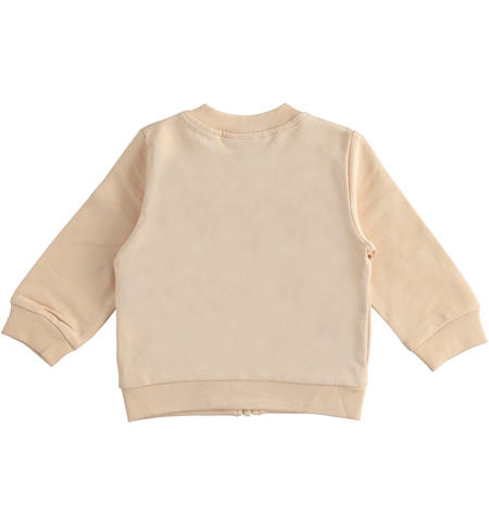 Zippered sweatshirt for girls from 9 months to 8 years iDO NATURAL BEIGE-0343