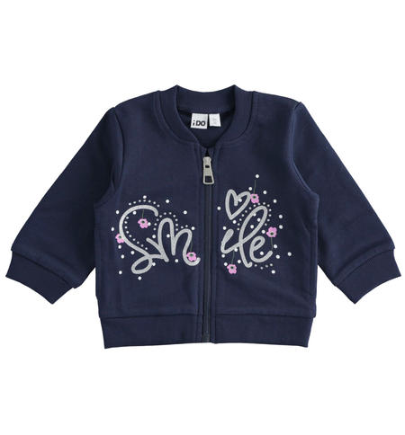 Zippered sweatshirt for girls from 9 months to 8 years iDO NAVY-3854