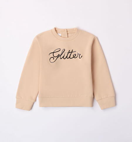 iDO glitter sweatshirt for girls from 12 months to 8 years BEIGE-0916