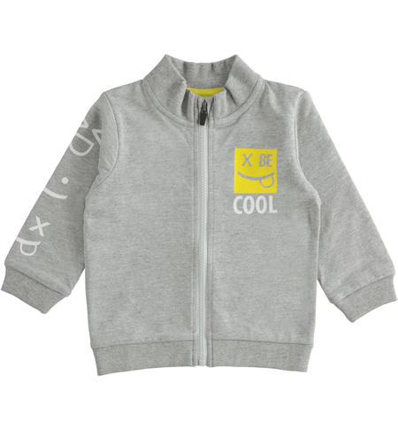 Zippered sweatshirt for girls from 9 months to 8 years iDO GRIGIO MELANGE-8992