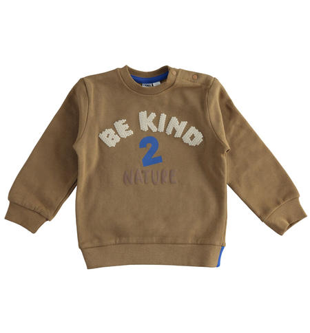 Sweatshirt in brushed cotton for boys from 9 months to 8 years iDO DARK BEIGE-0818