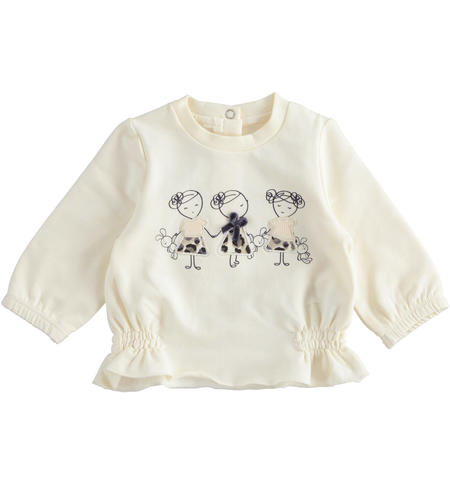 Baby girl sweatshirt with elastic from 1 to 24 months iDO LATTE-0115