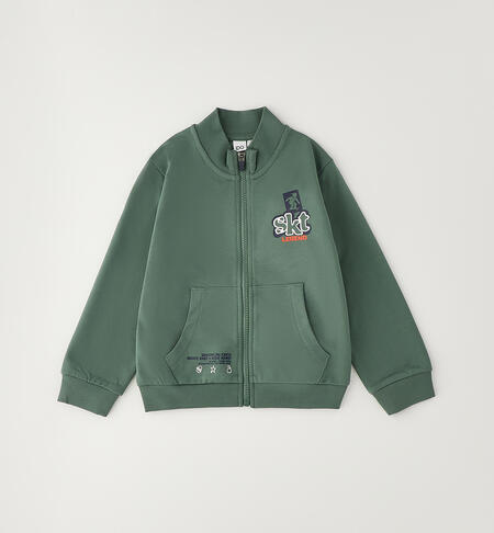 Felpa collo alto bambino VERDE MILITARE-4717