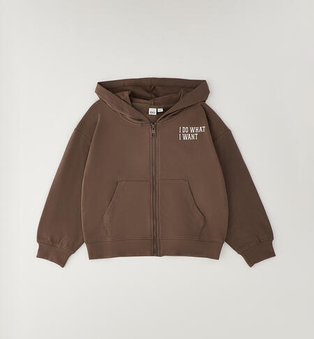 Felpa con cappuccio ragazza MARRONE SCURO-0871