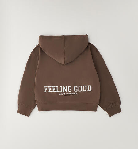 Felpa con cappuccio ragazza MARRONE SCURO-0871