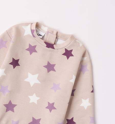 iDO star sweatshirt for girls from 9 months to 8 years BEIGE-LILAH-6K41