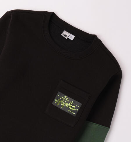 iDO sweatshirt with small pocket for boys aged 8 to 16 years NERO-0658