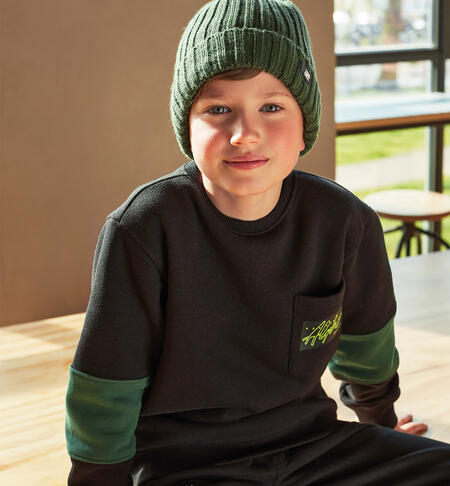 iDO sweatshirt with small pocket for boys aged 8 to 16 years NERO-0658