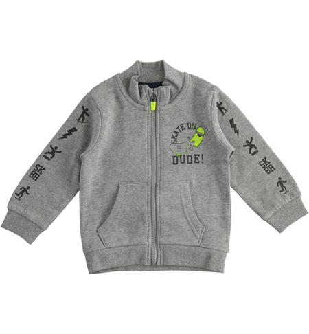 Sweatshirt with zip for boys from 9 months to 8 years iDO GRIGIO MELANGE-8970