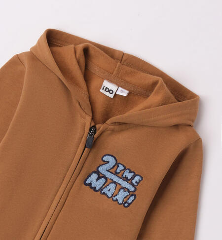 iDO 100% cotton zip-up sweatshirt for boys aged 9 months to 8 years DARK BEIGE-0818