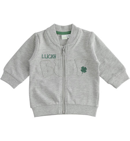 Sweatshirt with zip for boys from 1 to 24 months iDO GRIGIO MELANGE-8992