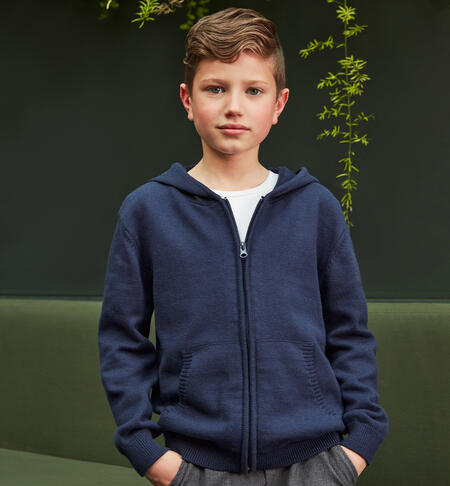 iDO zipped hoodie for boys from 8 to 16 years NAVY-3885