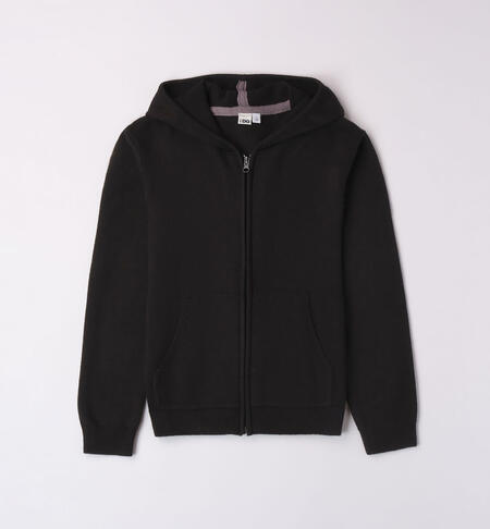 Boys' zipped hoodie BLACK