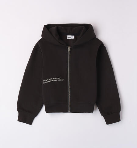 Girls' zipped sweatshirt BLACK