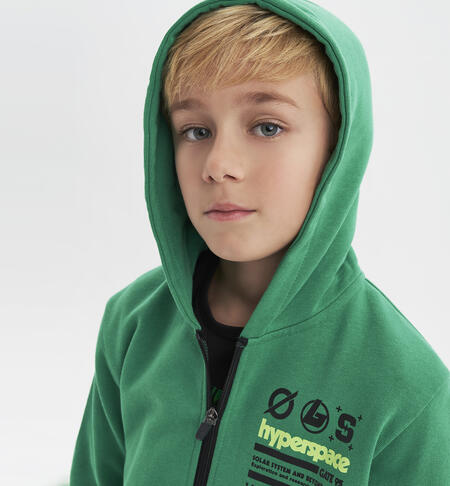 iDO zipped sweatshirt for boys from 8 to 16 years VERDE-5156