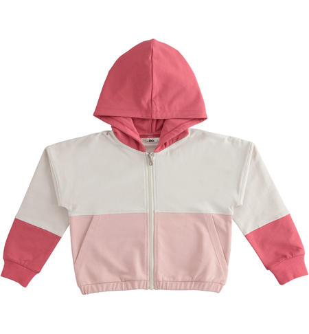 Two-tone girl zip sweatshirt  from 8 to 16 years by iDO CRYSTAL GRAY-2911