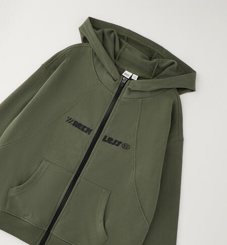 Felpa con zip ragazzo VERDE MILITARE-5554