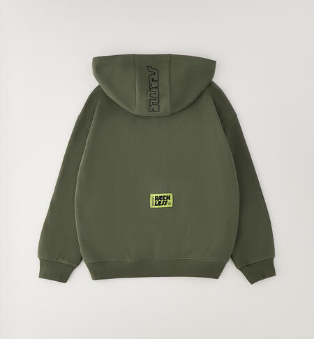 Felpa con zip ragazzo VERDE MILITARE-5554