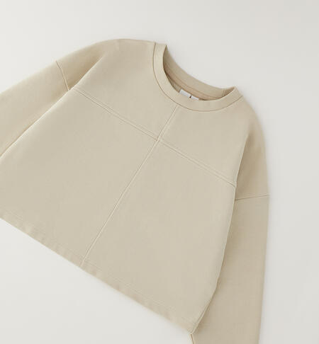 Felpa crop ragazza BEIGE-0434