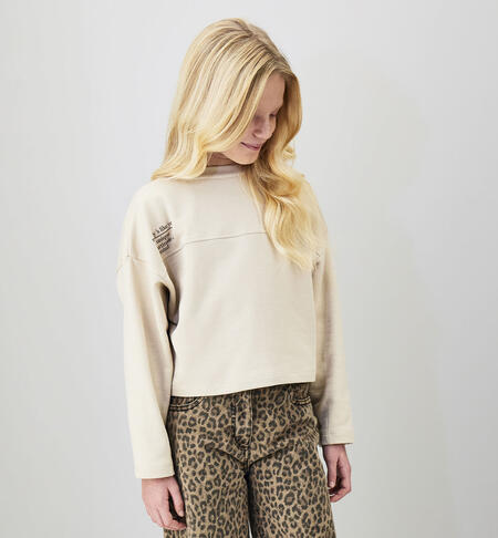 Felpa crop ragazza BEIGE