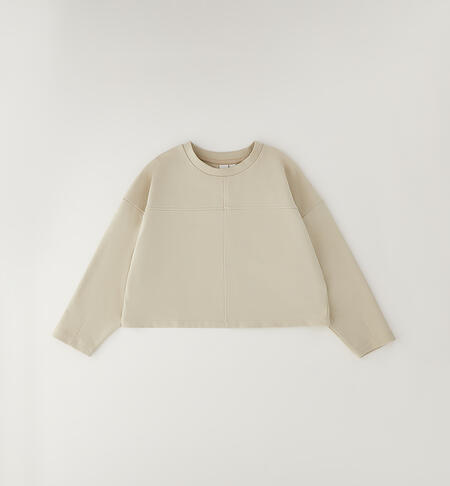 Felpa crop ragazza BEIGE-0434