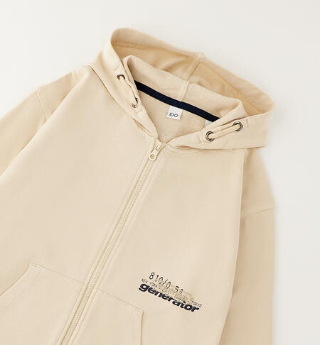 Boys' hooded sweatshirt ECRU'-0432