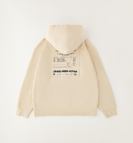 Boys' hooded sweatshirt ECRU'-0432