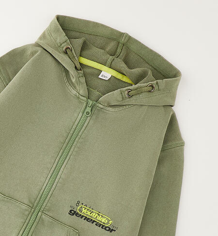 Boys' hooded sweatshirt VERDE SALVIA-5454
