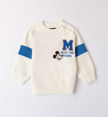 Boys' crewneck Mickey Mouse sweatshirt WHITE