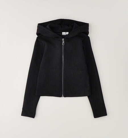 Girl's full-zip sweatshirt BLACK