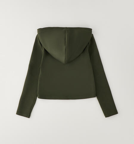 Felpa full-zip ragazza VERDE MILITARE-5557