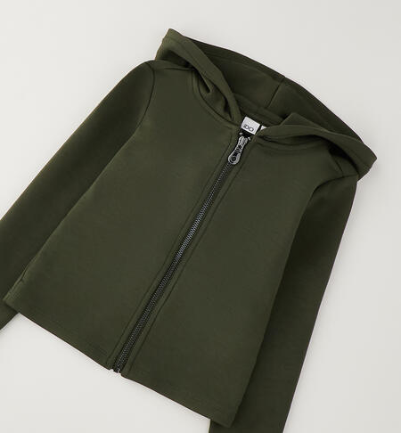 Felpa full-zip ragazza VERDE MILITARE-5557