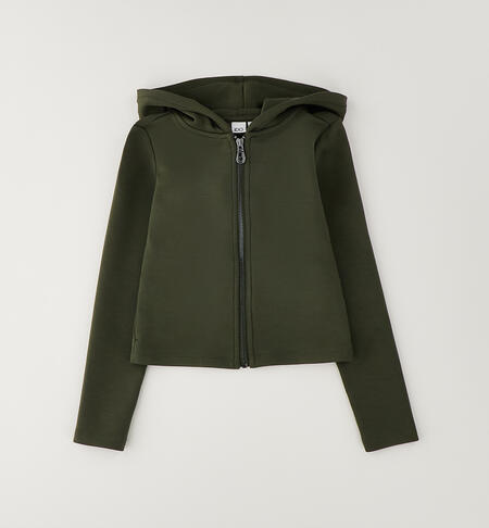 Felpa full-zip ragazza VERDE MILITARE-5557