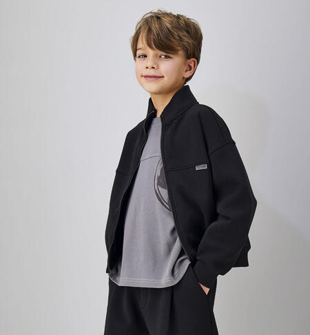Full-zip sweatshirt for boys BLACK